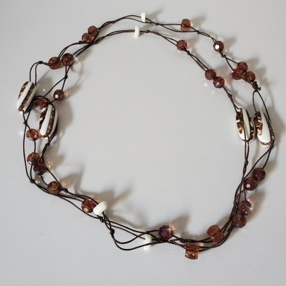 European-Artisan Oversized Boho Necklace- Marbled/ beaded - Picture 3 of 5